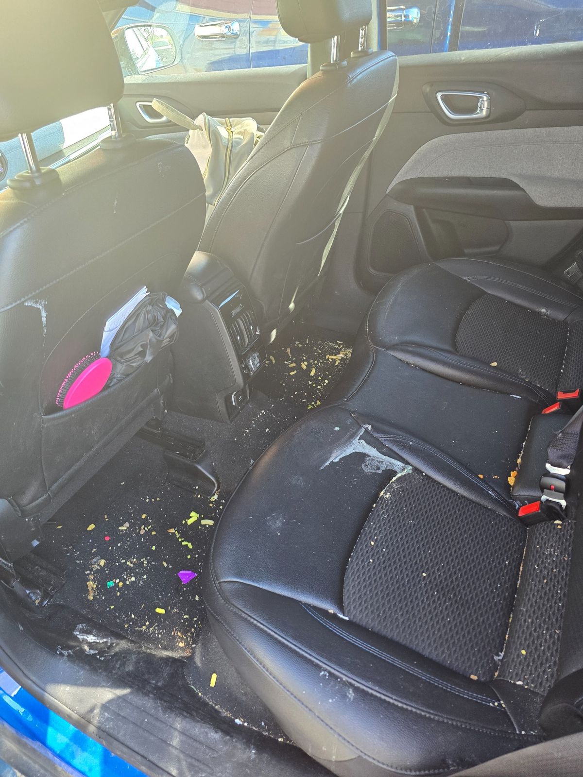 Jeep interior before detailing in Hudson Wisconsin